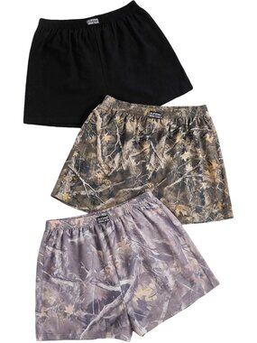 Women's Black Grey Camo Summer Packs Elastic Waist Wide Leg Casual Shorts